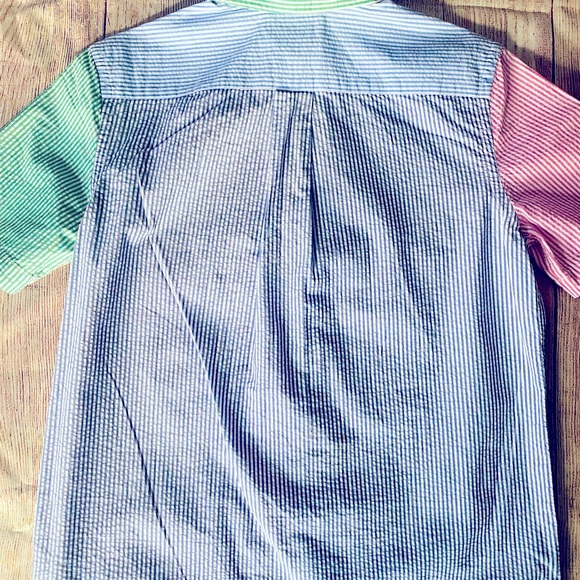 Polo Ralph Lauren Boys Seersucker Color Block Shirt (14-16) Pastel Spring - Picture 5 of 5